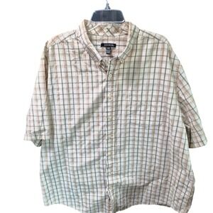 George Mens 3XL Plaid Button Down Shirt Short Sleeve Casual Western 325